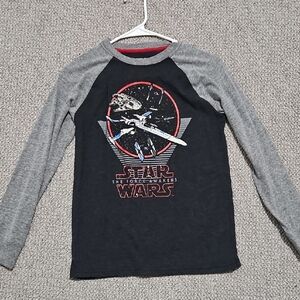 Star Wars The Force Awakens Kids Long Sleeve Tee - Black and Gray Large 10/12